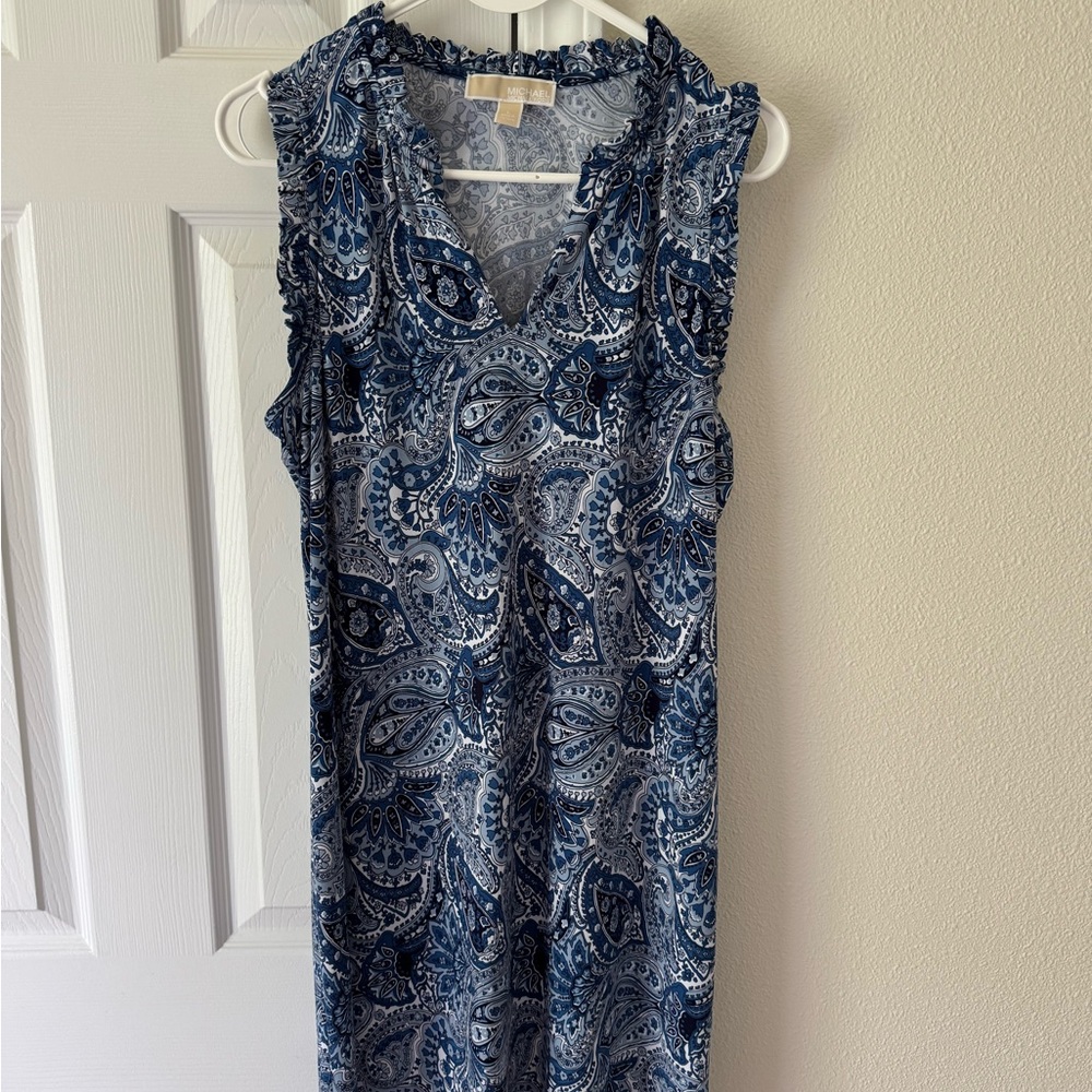 Michael Kors Blue and White Paisley Dress